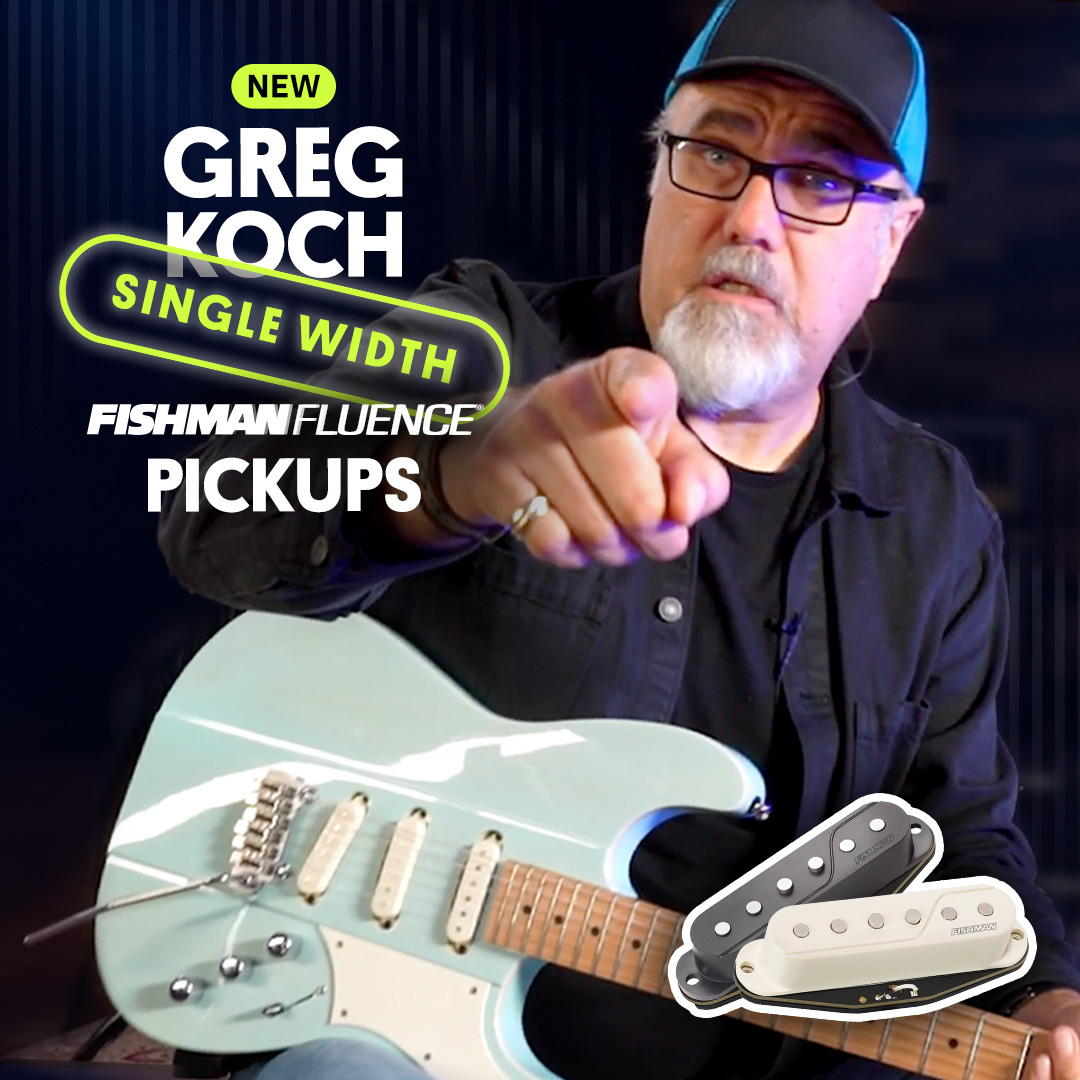 Greg Koch jouant sur une guitare équipée des micros Fishman Fluence Gristle-Tone Signature Series Single Width