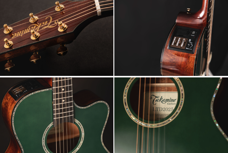 Gros plan sur les détails de la Takamine LTD 2025